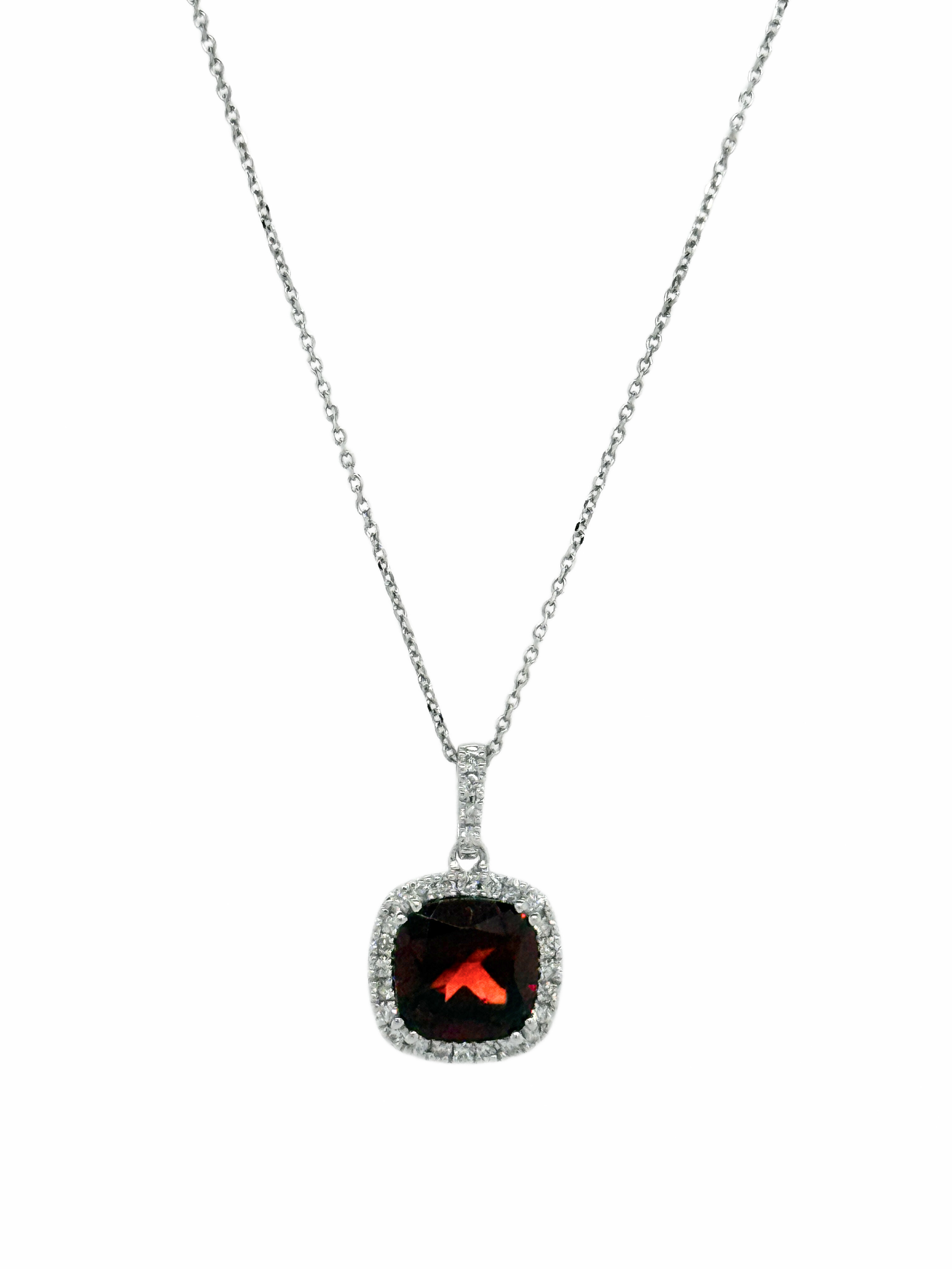 GARNET HALO PENDANT W/CHAIN-402181